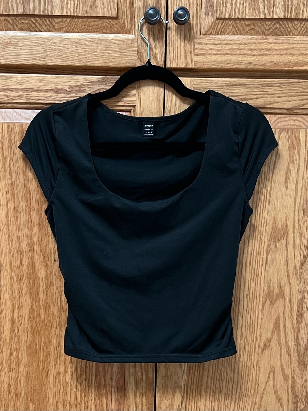 SHEIN Black Scoop Neck Cap Sleeve Top, GUC, Size S